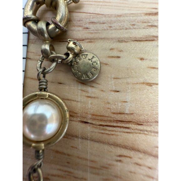 J.Crew Pearl & Blue Beaded Vintage-Inspired Necklace With Gold-Tone Chain Elegan - Picture 4 of 8